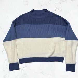 Colorblock Blue and Cream Women's Sweater
